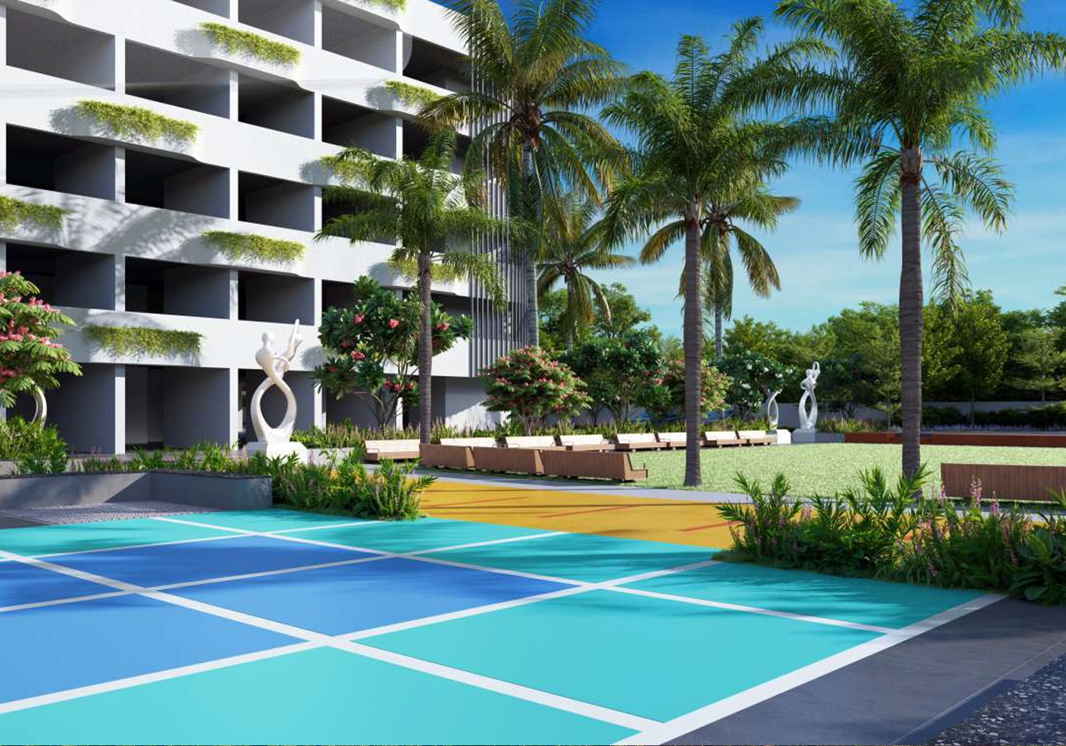 Exterior view of Harivishva Skyfinia &mdash; photo gallery, images, brochure, amenities, cost sheet, price breakup, availability details, RERA number, RERA certificate, possession date, layout plan, logo, floor plan, master plan, and location map showcasing project highlights and features.